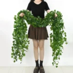 2.1M Artificial Plant Green Ivy Leaf Garland Silk Wall Hanging Vine Home Garden Decoration Wedding Party DIY Fake Wreath Leaves - Image 2