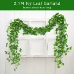 2.1M Artificial Plant Green Ivy Leaf Garland Silk Wall Hanging Vine Home Garden Decoration Wedding Party DIY Fake Wreath Leaves - Image 3