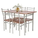 3/5PCS Dining Set Wood Metal Table & 2/4 Chairs Kitchen Breakfast Furniture for Home, Indoor & Outdoor - Image 2