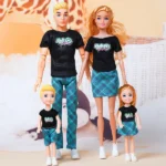 30cm Family Doll Movable Body Mom Dad Ken and Kids 4 Dolls Set 1/6 Barbies Doll Toy for Child Kids Education Birthday Gift - Image 4