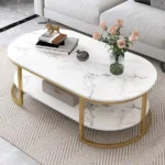 Marble Luxury Coffee Table Modern Nordic Living Room Iron White Coffe Table Center Console Table Dining Muebles Home Furniture - Image 3